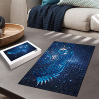 Aotearoa New Zealand New Year Puzzle Tribal Koru Tattoo Blue Galaxy Maori Silver Fern