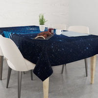 Aotearoa New Zealand New Year Tablecloth Tribal Koru Tattoo Blue Galaxy Maori Silver Fern