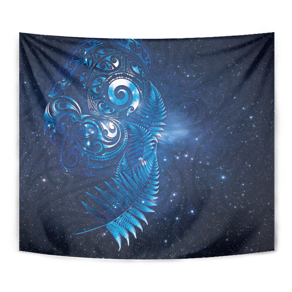 Aotearoa New Zealand New Year Tapestry Tribal Koru Tattoo Blue Galaxy Maori Silver Fern