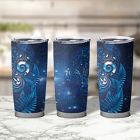 Aotearoa New Zealand New Year Tumbler Cup Tribal Koru Tattoo Blue Galaxy Maori Silver Fern LT03 - Polynesian Pride