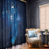 Aotearoa New Zealand New Year Window Curtain Tribal Koru Tattoo Blue Galaxy Maori Silver Fern