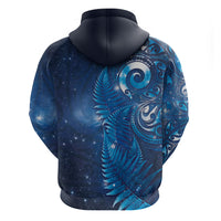 Aotearoa New Zealand New Year Zip Hoodie Tribal Koru Tattoo Blue Galaxy Maori Silver Fern LT03 - Polynesian Pride