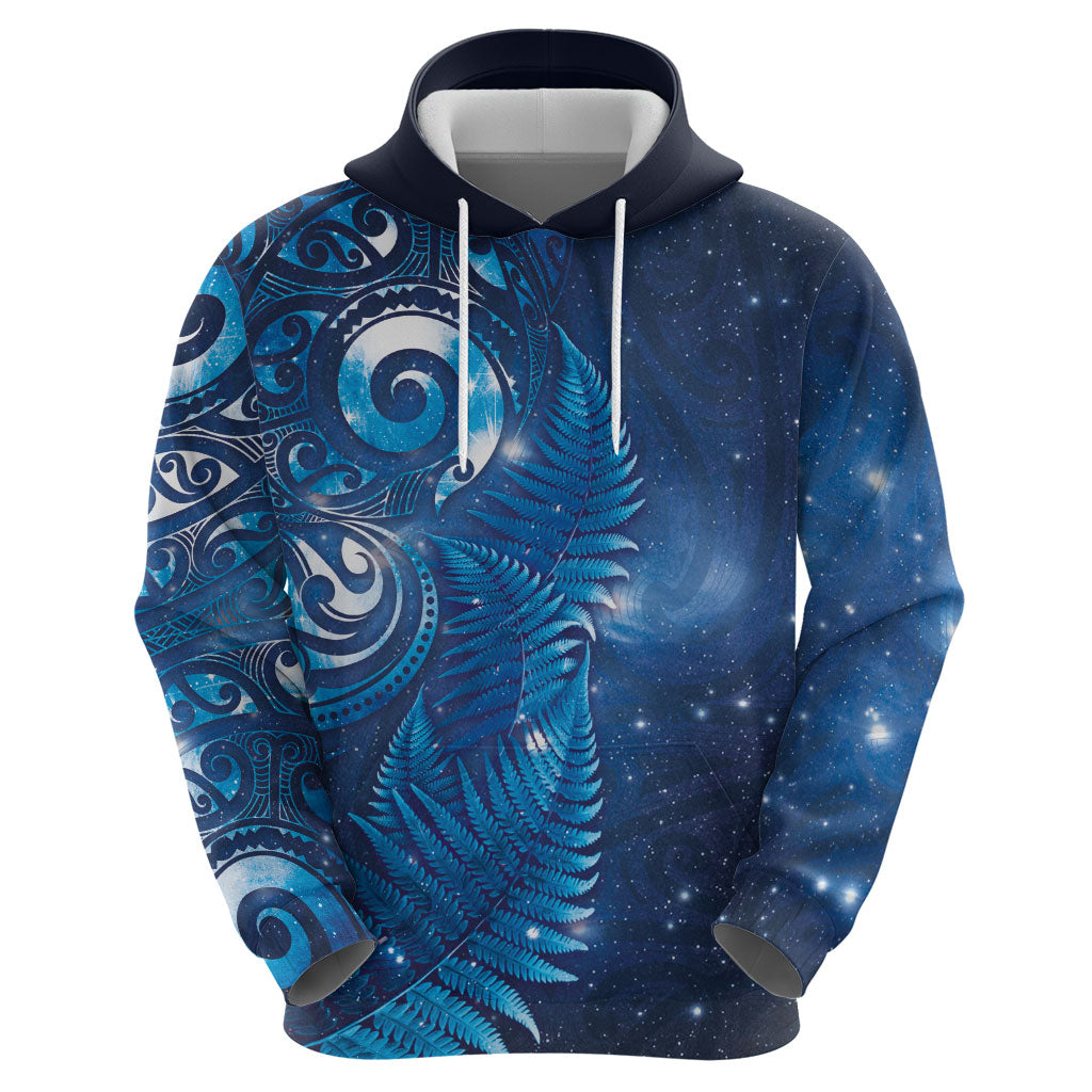Aotearoa New Zealand New Year Zip Hoodie Tribal Koru Tattoo Blue Galaxy Maori Silver Fern LT03 - Polynesian Pride