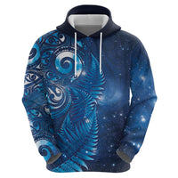 Aotearoa New Zealand New Year Zip Hoodie Tribal Koru Tattoo Blue Galaxy Maori Silver Fern LT03 - Polynesian Pride