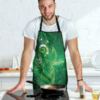 Aotearoa New Zealand New Year Apron Tribal Koru Tattoo Green Galaxy Maori Silver Fern