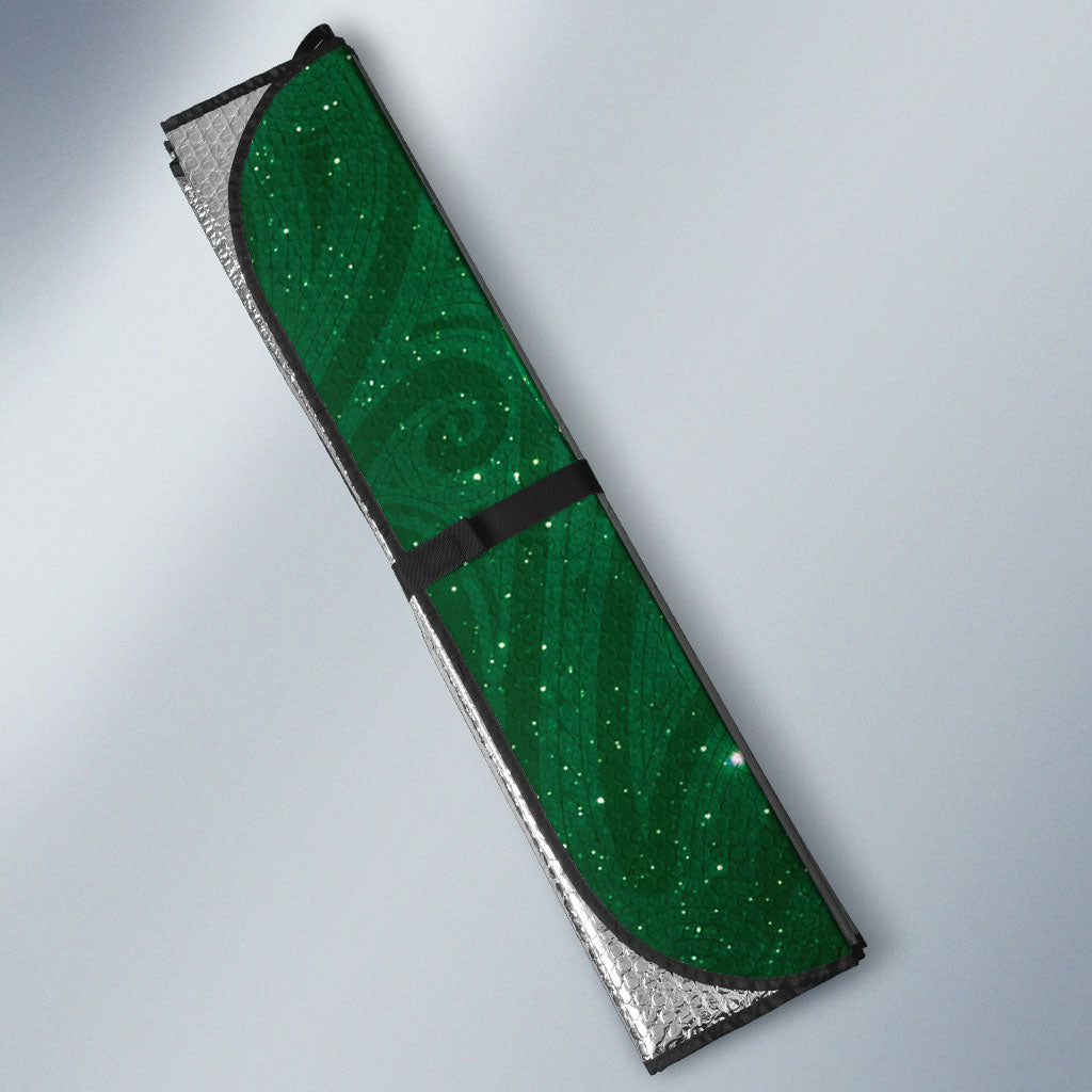 Aotearoa New Zealand New Year Auto Sun Shade Tribal Koru Tattoo Green Galaxy Maori Silver Fern LT03 - Polynesian Pride