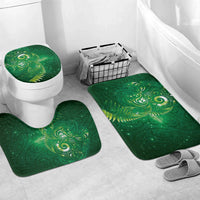 Aotearoa New Zealand New Year Bathroom Set Tribal Koru Tattoo Green Galaxy Maori Silver Fern