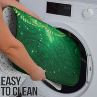Aotearoa New Zealand New Year Bathroom Set Tribal Koru Tattoo Green Galaxy Maori Silver Fern