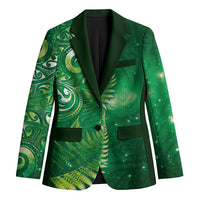 Aotearoa New Zealand New Year Blazer Tribal Koru Tattoo Green Galaxy Maori Silver Fern