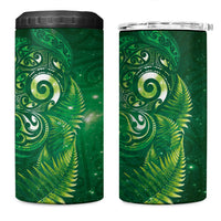 Aotearoa New Zealand New Year 4 in 1 Can Cooler Tumbler Tribal Koru Tattoo Green Galaxy Maori Silver Fern LT03 One Size: 16 oz Green - Polynesian Pride