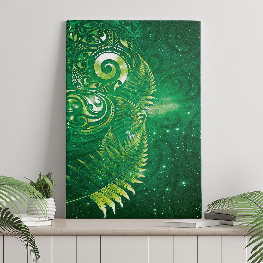 Aotearoa New Zealand New Year Canvas Wall Art Tribal Koru Tattoo Green Galaxy Maori Silver Fern LT03 - Polynesian Pride