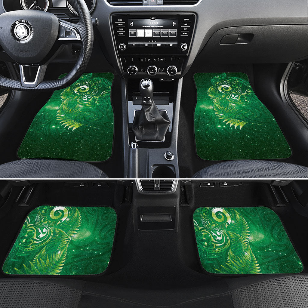 Aotearoa New Zealand New Year Car Mats Tribal Koru Tattoo Green Galaxy Maori Silver Fern LT03 Set 4pcs Green - Polynesian Pride