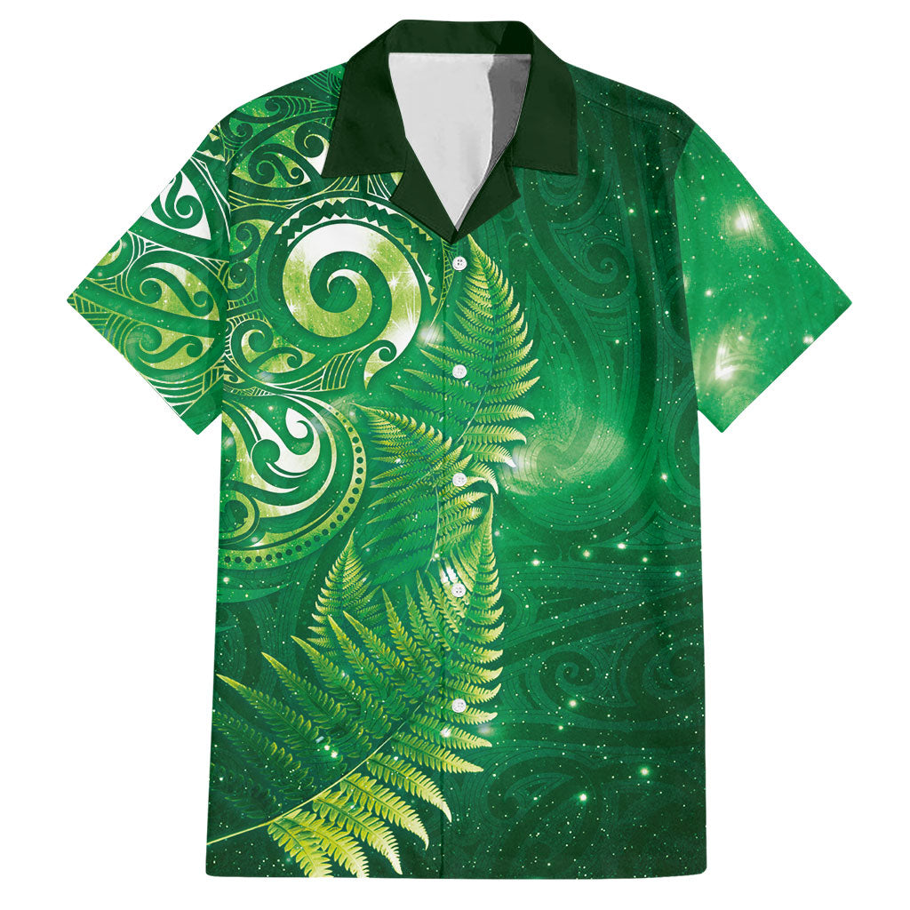 Aotearoa New Zealand New Year Hawaiian Shirt Tribal Koru Tattoo Green Galaxy Maori Silver Fern