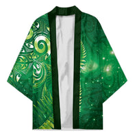Aotearoa New Zealand New Year Kimono Tribal Koru Tattoo Green Galaxy Maori Silver Fern