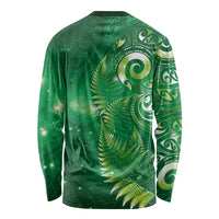 Aotearoa New Zealand New Year Long Sleeve Shirt Tribal Koru Tattoo Green Galaxy Maori Silver Fern LT03 - Polynesian Pride
