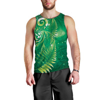 Aotearoa New Zealand New Year Men Tank Top Tribal Koru Tattoo Green Galaxy Maori Silver Fern LT03 - Polynesian Pride
