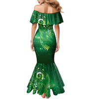 Aotearoa New Zealand New Year Mermaid Dress Tribal Koru Tattoo Green Galaxy Maori Silver Fern LT03 - Polynesian Pride