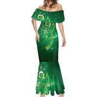 Aotearoa New Zealand New Year Mermaid Dress Tribal Koru Tattoo Green Galaxy Maori Silver Fern LT03 - Polynesian Pride