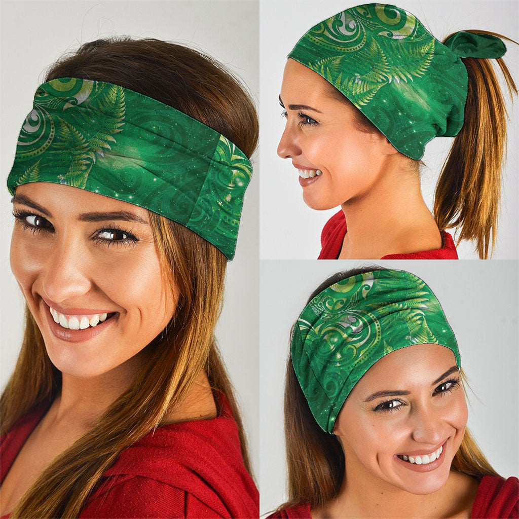Aotearoa New Zealand New Year Neck Gaiter Tribal Koru Tattoo Green Galaxy Maori Silver Fern LT03 - Polynesian Pride