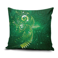 Aotearoa New Zealand New Year Pillow Cover Tribal Koru Tattoo Green Galaxy Maori Silver Fern LT03 Green - Polynesian Pride