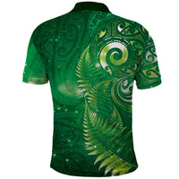 Aotearoa New Zealand New Year Polo Shirt Tribal Koru Tattoo Green Galaxy Maori Silver Fern LT03 - Polynesian Pride