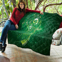Aotearoa New Zealand New Year Quilt Tribal Koru Tattoo Green Galaxy Maori Silver Fern LT03 - Polynesian Pride