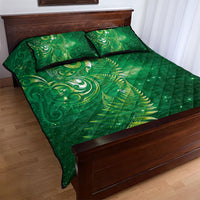 Aotearoa New Zealand New Year Quilt Bed Set Tribal Koru Tattoo Green Galaxy Maori Silver Fern LT03 - Polynesian Pride