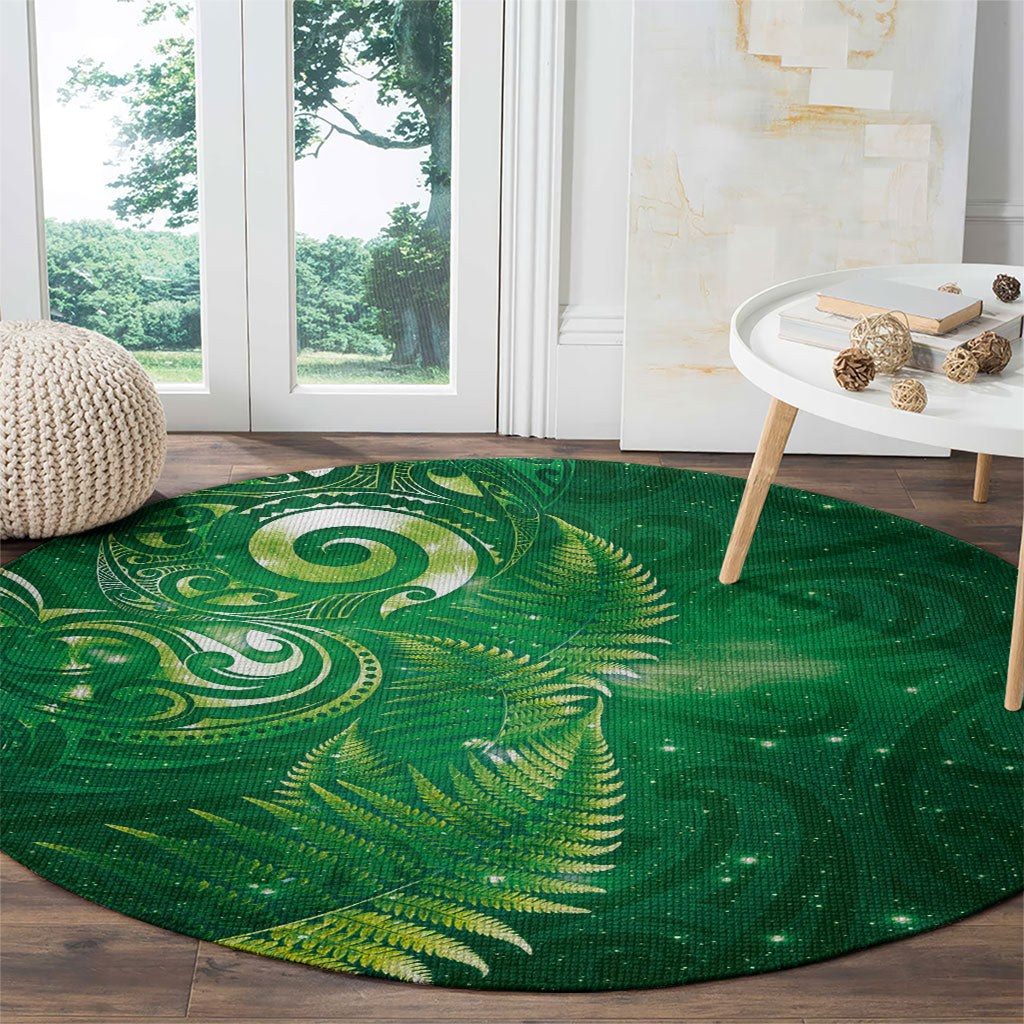 Aotearoa New Zealand New Year Round Carpet Tribal Koru Tattoo Green Galaxy Maori Silver Fern LT03 - Polynesian Pride