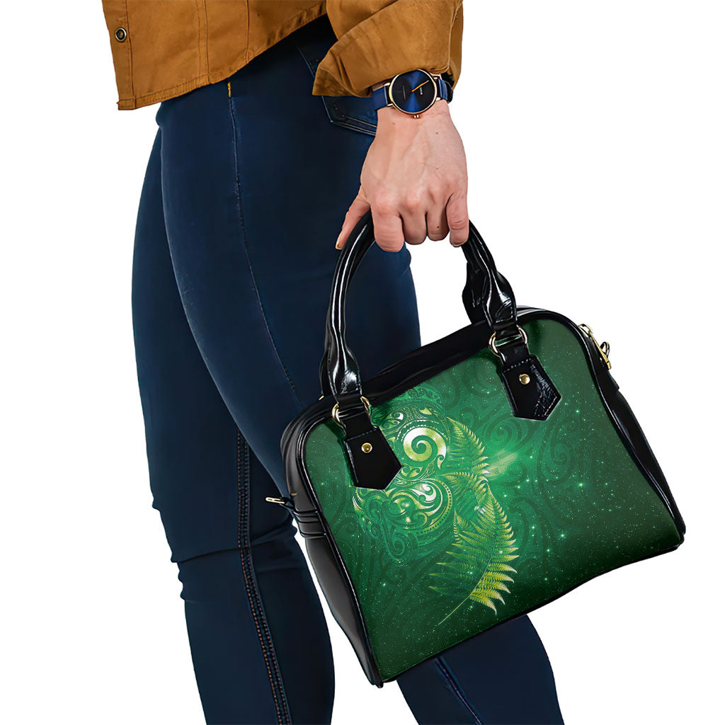 Aotearoa New Zealand New Year Shoulder Handbag Tribal Koru Tattoo Green Galaxy Maori Silver Fern LT03 - Polynesian Pride