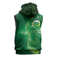 Aotearoa New Zealand New Year Sleeveless Zip Hoodie Tribal Koru Tattoo Green Galaxy Maori Silver Fern LT03 - Polynesian Pride