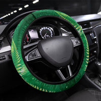 Aotearoa New Zealand New Year Steering Wheel Cover Tribal Koru Tattoo Green Galaxy Maori Silver Fern LT03 Universal Fit Green - Polynesian Pride