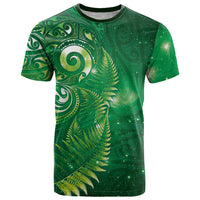 Aotearoa New Zealand New Year T Shirt Tribal Koru Tattoo Green Galaxy Maori Silver Fern LT03 Green - Polynesian Pride
