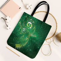 Aotearoa New Zealand New Year Tote Bag Tribal Koru Tattoo Green Galaxy Maori Silver Fern LT03 Black Strap One Size Green - Polynesian Pride