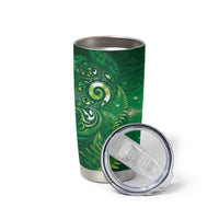 Aotearoa New Zealand New Year Tumbler Cup Tribal Koru Tattoo Green Galaxy Maori Silver Fern LT03 - Polynesian Pride