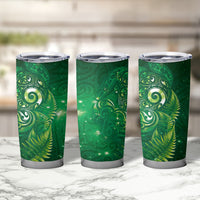 Aotearoa New Zealand New Year Tumbler Cup Tribal Koru Tattoo Green Galaxy Maori Silver Fern LT03 - Polynesian Pride