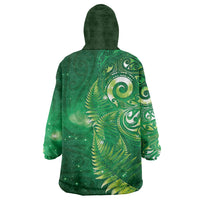 Aotearoa New Zealand New Year Wearable Blanket Hoodie Tribal Koru Tattoo Green Galaxy Maori Silver Fern LT03 - Polynesian Pride