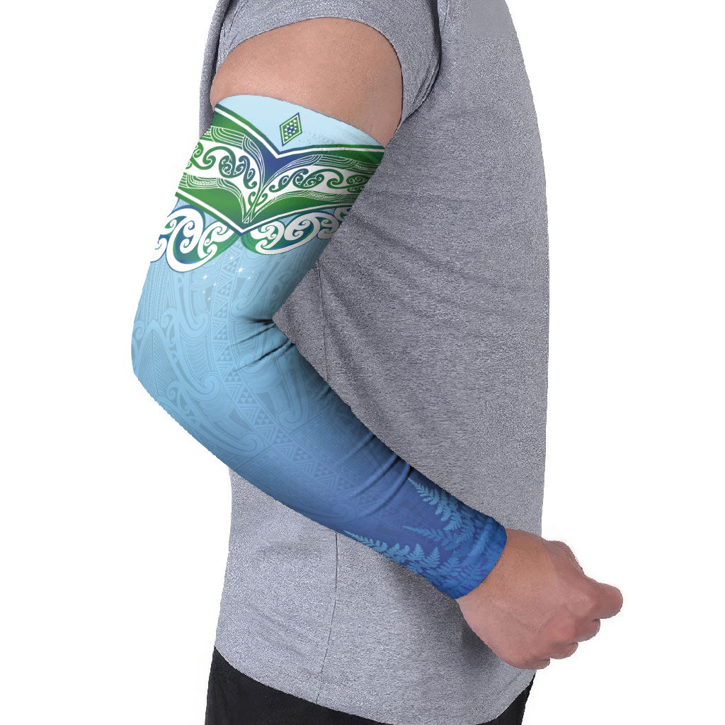 Aotearoa New Zealand New Year Arm Sleeves Maori Motifs with Silver Fern and Matariki Stars LT03 - Polynesian Pride
