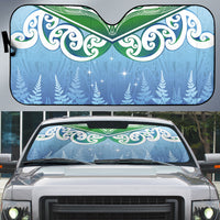 Aotearoa New Zealand New Year Auto Sun Shade Maori Motifs with Silver Fern and Matariki Stars LT03 Multicolor - Polynesian Pride