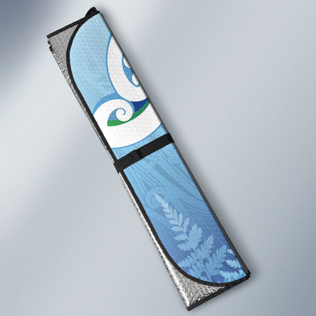 Aotearoa New Zealand New Year Auto Sun Shade Maori Motifs with Silver Fern and Matariki Stars LT03 - Polynesian Pride