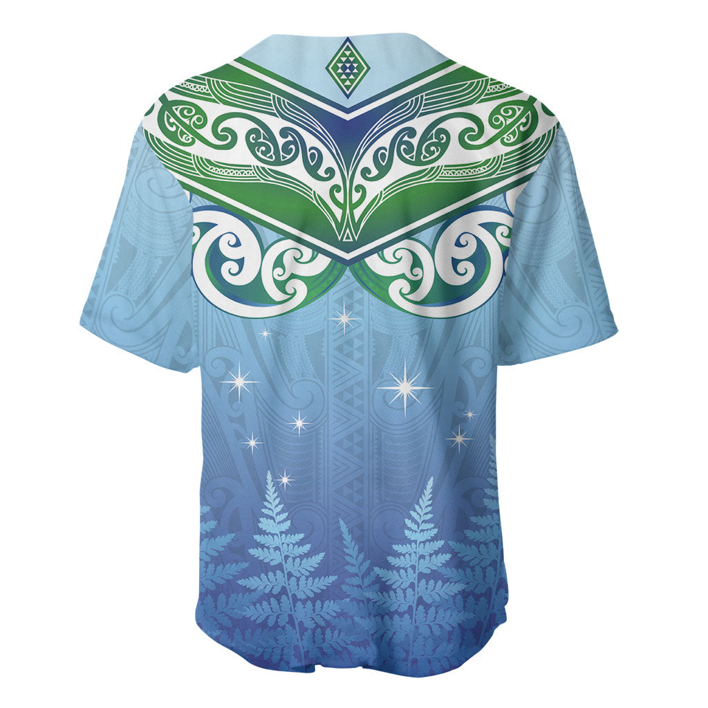 Aotearoa New Zealand New Year Baseball Jersey Maori Motifs with Silver Fern and Matariki Stars LT03 - Polynesian Pride