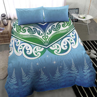 Aotearoa New Zealand New Year Bedding Set Maori Motifs with Silver Fern and Matariki Stars