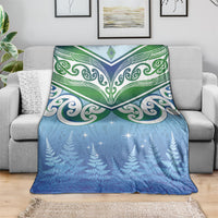 Aotearoa New Zealand New Year Blanket Maori Motifs with Silver Fern and Matariki Stars LT03 - Polynesian Pride