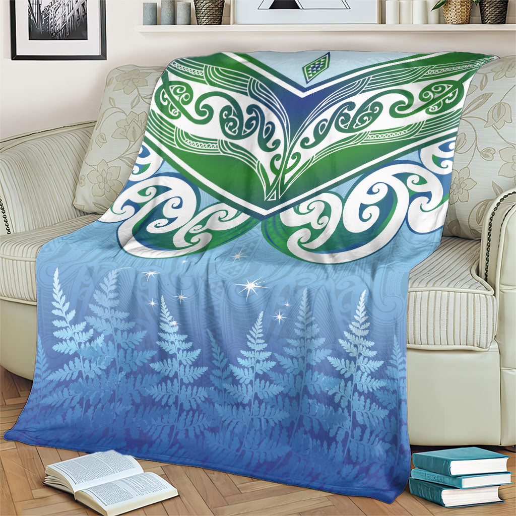 Aotearoa New Zealand New Year Blanket Maori Motifs with Silver Fern and Matariki Stars LT03 - Polynesian Pride