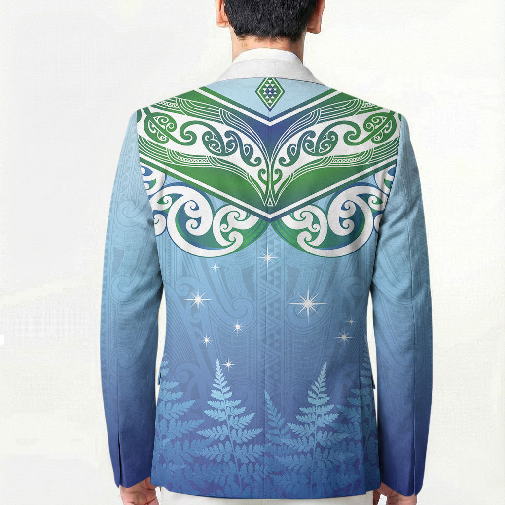 Aotearoa New Zealand New Year Blazer Maori Motifs with Silver Fern and Matariki Stars LT03 - Polynesian Pride