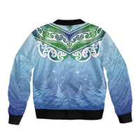 Aotearoa New Zealand New Year Bomber Jacket Maori Motifs with Silver Fern and Matariki Stars