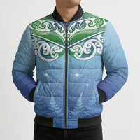 Aotearoa New Zealand New Year Bomber Puffer Jacket Maori Motifs with Silver Fern and Matariki Stars LT03 - Polynesian Pride