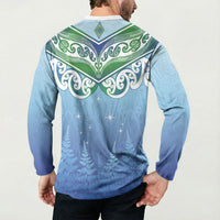 Aotearoa New Zealand New Year Button Sweatshirt Maori Motifs with Silver Fern and Matariki Stars