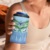 Aotearoa New Zealand New Year 4 in 1 Can Cooler Tumbler Maori Motifs with Silver Fern and Matariki Stars LT03 - Polynesian Pride