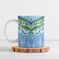 Aotearoa New Zealand New Year Ceramic Mug Maori Motifs with Silver Fern and Matariki Stars