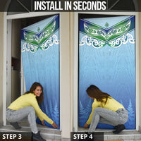 Aotearoa New Zealand New Year Door Cover Maori Motifs with Silver Fern and Matariki Stars LT03 - Polynesian Pride